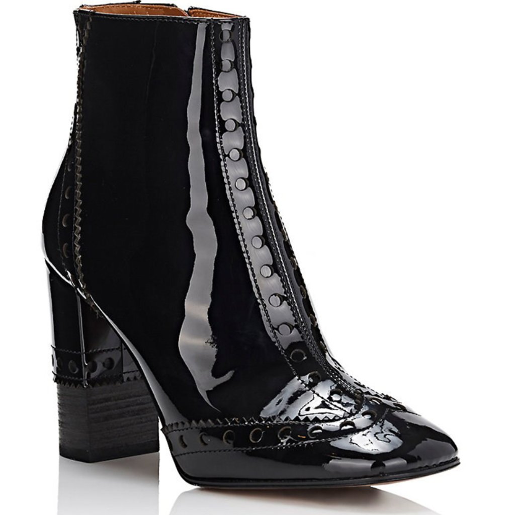 Brand New Chloe Perry 95 Patent Leather Square Toe Ankle Boots